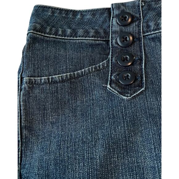 ELLE HIGH-RISE CAPRI JEANS, WOMENS, 8 (32 WAIST), DENIM BLUE-SLIGHTLY DISTRESSED - Picture 6 of 11